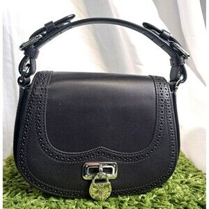New Lauren Ralph Lauren 41381 Black Leather Small Crossbody Bag Purse Padlock